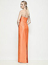 Rear View Thumbnail - Portofino Orange Strapless Pleated U-Wire Satin Column Maxi Dress