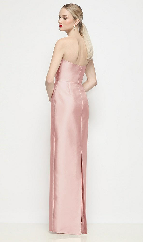 Back View - Rose Strapless Pleated U-Wire Satin Column Maxi Dress