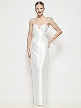 Front View Thumbnail - White Strapless Pleated U-Wire Satin Column Maxi Dress