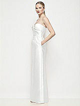 Side View Thumbnail - White Strapless Pleated U-Wire Satin Column Maxi Dress