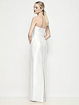 Rear View Thumbnail - White Strapless Pleated U-Wire Satin Column Maxi Dress