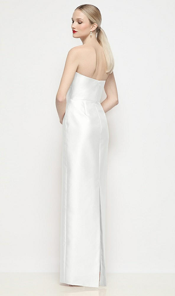 Back View - White Strapless Pleated U-Wire Satin Column Maxi Dress