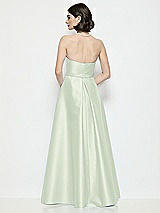 Rear View Thumbnail - Mint Green Strapless Bow-Waist Satin Column Dress with Overskirt