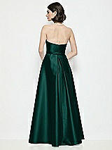Rear View Thumbnail - Evergreen Strapless Bow-Waist Satin Column Dress with Overskirt