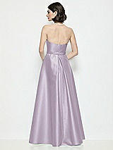 Rear View Thumbnail - Lilac Haze Strapless Bow-Waist Satin Column Dress with Overskirt