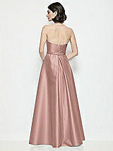 Rear View Thumbnail - Neu Nude Strapless Bow-Waist Satin Column Dress with Overskirt