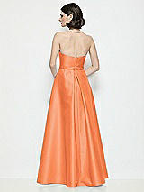 Rear View Thumbnail - Portofino Orange Strapless Bow-Waist Satin Column Dress with Overskirt