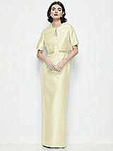 Alt View 1 Thumbnail - Butter Yellow Jewel Neck Cropped Satin Jacket