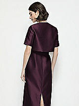 Rear View Thumbnail - Deep Plum Jewel Neck Cropped Satin Jacket