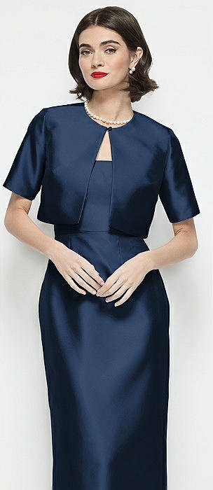 Jewel Neck Cropped Satin Jacket