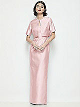 Alt View 1 Thumbnail - Ballet Pink Jewel Neck Cropped Satin Jacket