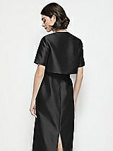 Rear View Thumbnail - Black Jewel Neck Cropped Satin Jacket