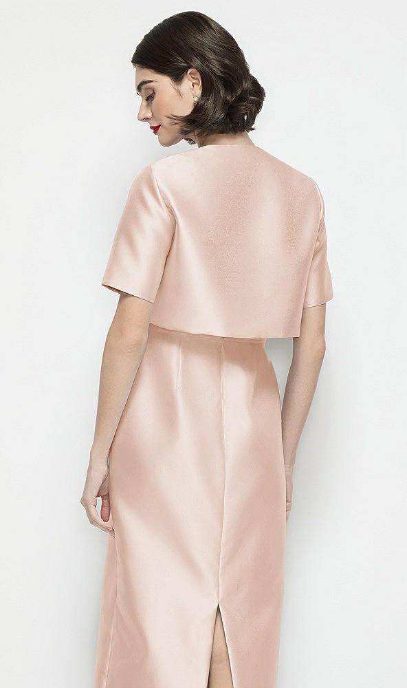 Back View - Cameo Jewel Neck Cropped Satin Jacket