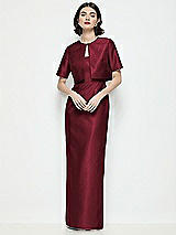 Alt View 1 Thumbnail - Cabernet Jewel Neck Cropped Satin Jacket