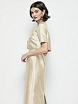 Side View Thumbnail - Champagne Jewel Neck Cropped Satin Jacket