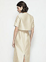 Rear View Thumbnail - Champagne Jewel Neck Cropped Satin Jacket