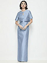 Alt View 1 Thumbnail - Cloudy Jewel Neck Cropped Satin Jacket