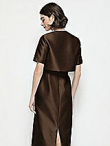 Rear View Thumbnail - Espresso Jewel Neck Cropped Satin Jacket