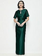 Alt View 1 Thumbnail - Evergreen Jewel Neck Cropped Satin Jacket