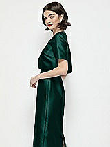 Side View Thumbnail - Evergreen Jewel Neck Cropped Satin Jacket