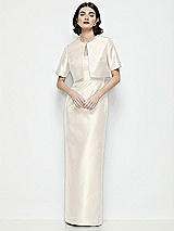 Alt View 1 Thumbnail - Ivory Jewel Neck Cropped Satin Jacket