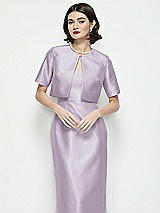 Front View Thumbnail - Lilac Haze Jewel Neck Cropped Satin Jacket
