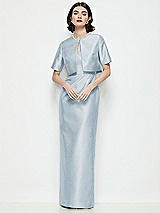 Alt View 1 Thumbnail - Mist Jewel Neck Cropped Satin Jacket