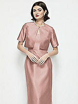 Front View Thumbnail - Neu Nude Jewel Neck Cropped Satin Jacket