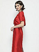 Side View Thumbnail - Poppy Red Jewel Neck Cropped Satin Jacket