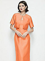 Front View Thumbnail - Portofino Orange Jewel Neck Cropped Satin Jacket