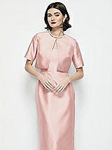 Front View Thumbnail - Rose Jewel Neck Cropped Satin Jacket