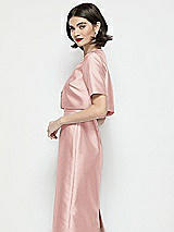 Side View Thumbnail - Rose Jewel Neck Cropped Satin Jacket