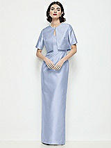 Alt View 1 Thumbnail - Sky Blue Jewel Neck Cropped Satin Jacket