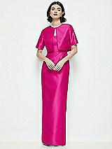 Alt View 1 Thumbnail - Think Pink Jewel Neck Cropped Satin Jacket