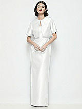 Alt View 1 Thumbnail - White Jewel Neck Cropped Satin Jacket