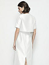 Rear View Thumbnail - White Jewel Neck Cropped Satin Jacket