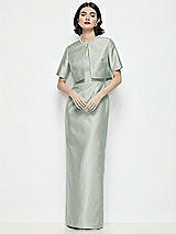 Alt View 1 Thumbnail - Willow Green Jewel Neck Cropped Satin Jacket