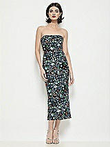 Front View Thumbnail - Black Multi Strapless Column Stretch Floral Sequin Midi Dress