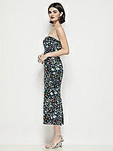 Side View Thumbnail - Black Multi Strapless Column Stretch Floral Sequin Midi Dress