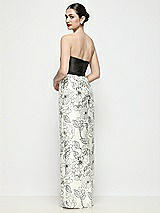 Rear View Thumbnail - Black / Botanica Strapless Satin Maxi Dress with Black and White Floral Column Skirt