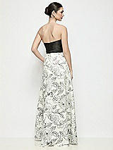 Rear View Thumbnail - Black / Botanica Strapless Satin Maxi Dress with Black and White Floral Circle Skirt