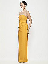 Side View Thumbnail - NYC Yellow Strapless Asymmertical Drop Waist Corset Maxi Dress with Column Skirt