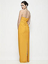 Rear View Thumbnail - NYC Yellow Strapless Asymmertical Drop Waist Corset Maxi Dress with Column Skirt