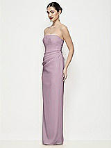 Side View Thumbnail - Suede Rose Strapless Asymmertical Drop Waist Corset Maxi Dress with Column Skirt