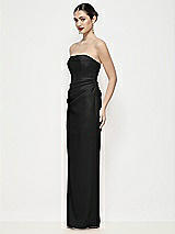 Side View Thumbnail - Black Strapless Asymmertical Drop Waist Corset Maxi Dress with Column Skirt