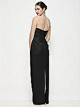 Rear View Thumbnail - Black Strapless Asymmertical Drop Waist Corset Maxi Dress with Column Skirt