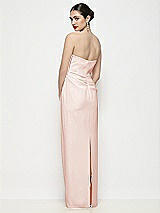 Rear View Thumbnail - Blush Strapless Asymmertical Drop Waist Corset Maxi Dress with Column Skirt