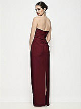 Rear View Thumbnail - Cabernet Strapless Asymmertical Drop Waist Corset Maxi Dress with Column Skirt