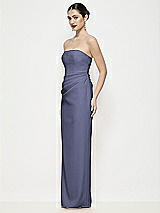 Side View Thumbnail - French Blue Strapless Asymmertical Drop Waist Corset Maxi Dress with Column Skirt