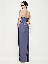 Rear View Thumbnail - French Blue Strapless Asymmertical Drop Waist Corset Maxi Dress with Column Skirt